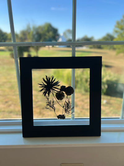 12"x 12" Floating Florals in Pine Frame - Stained Finish w/ Annie Sloan Wax