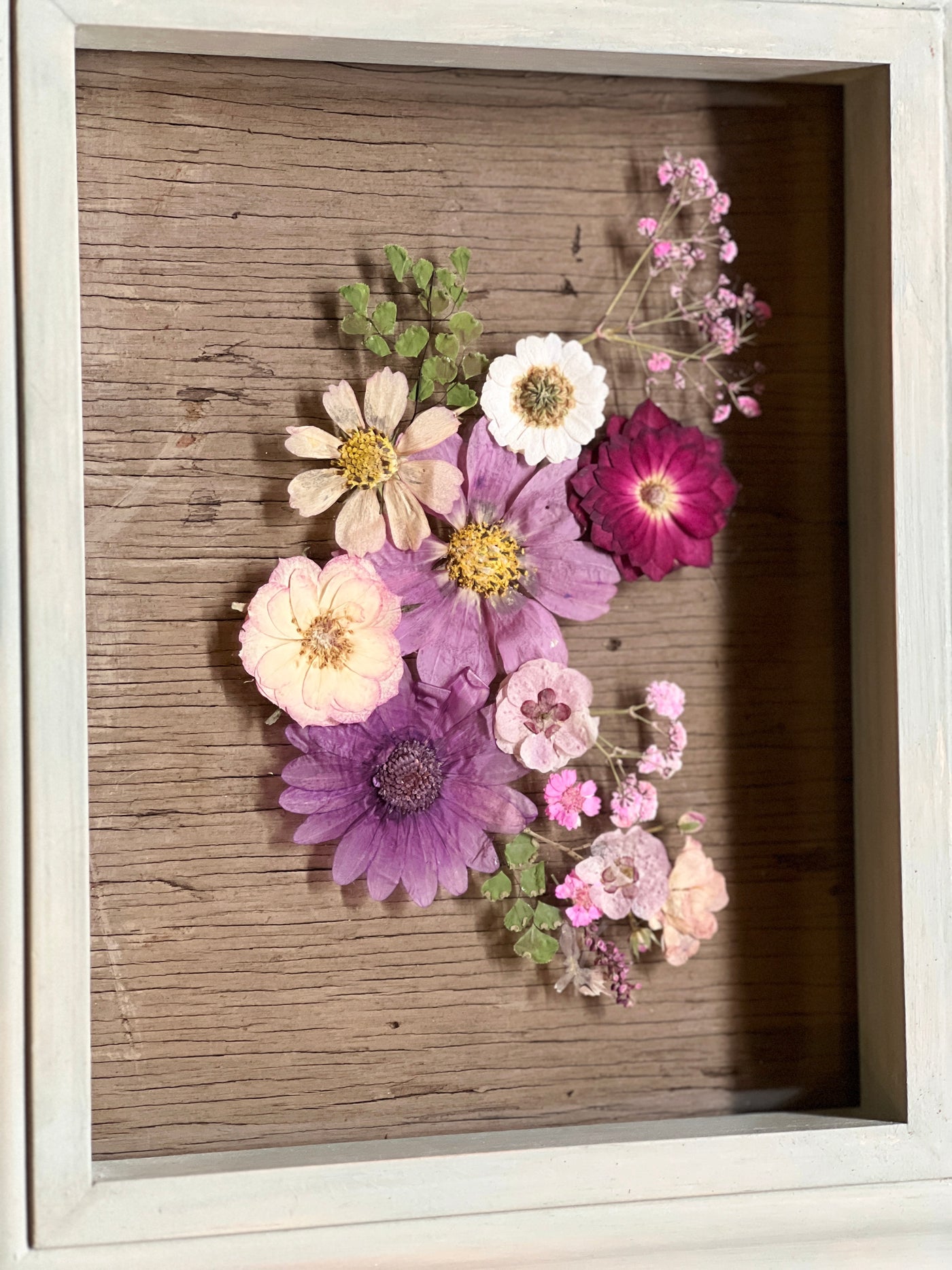 8” x 10” Floating Florals in Pine Frame Painted in Annie Sloan Chalk Paint & Wax (coastal colors)