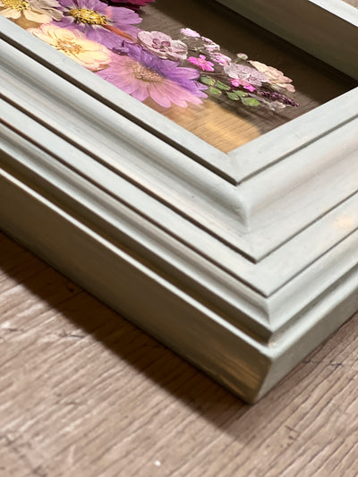 8” x 10” Floating Florals in Pine Frame Painted in Annie Sloan Chalk Paint & Wax (coastal colors)