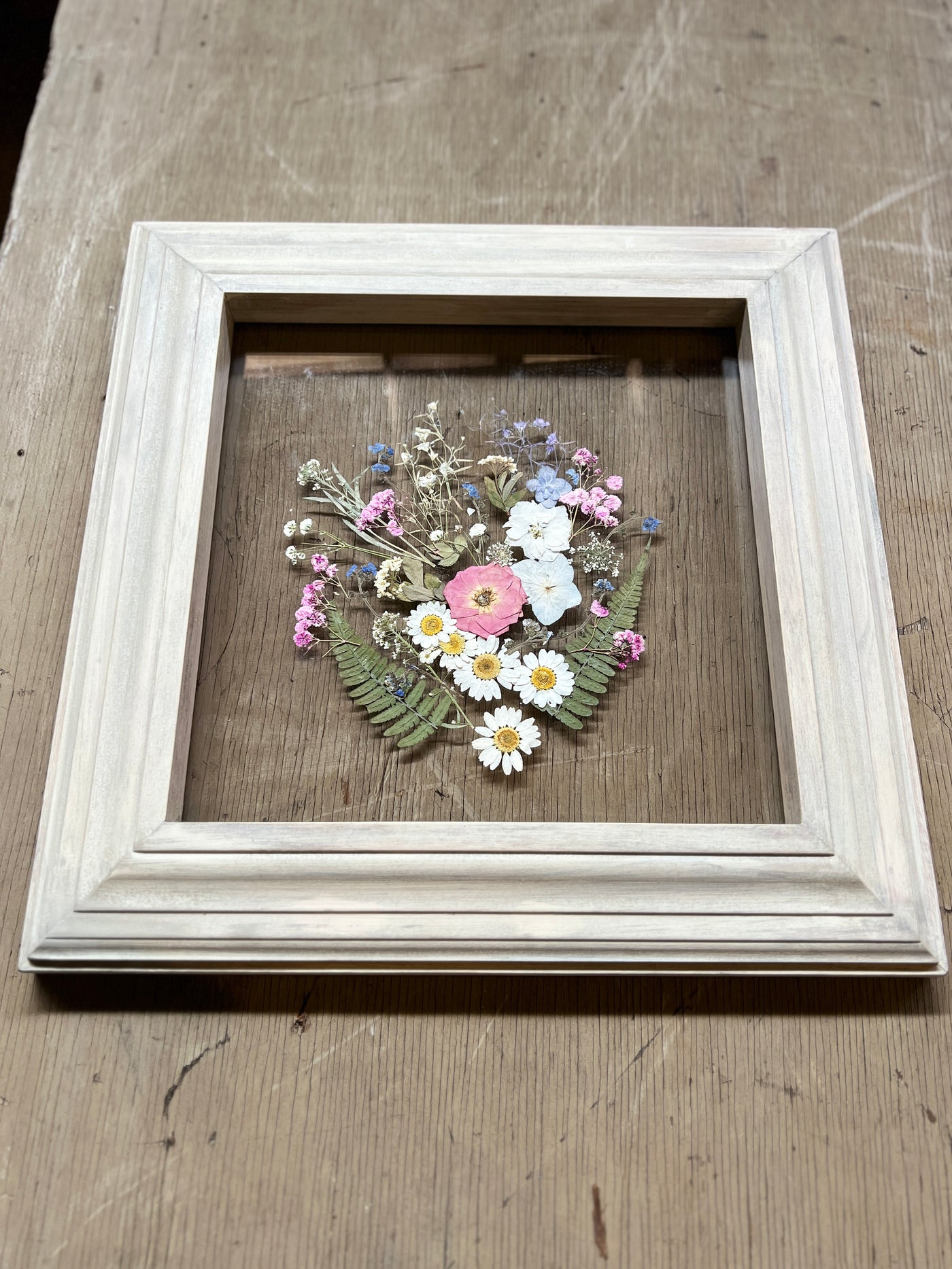 8” x 10” Floating Florals in Pine Frame Painted in Annie Sloan Chalk Paint & Wax (coastal colors)