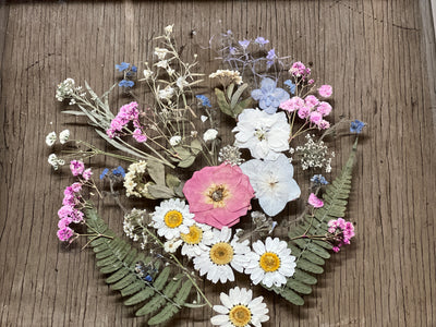 8” x 10” Floating Florals in Pine Frame Painted in Annie Sloan Chalk Paint & Wax (coastal colors)