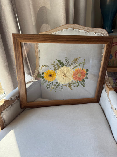 16" x 20" Floating Florals in  Custom Made Walnut Frame