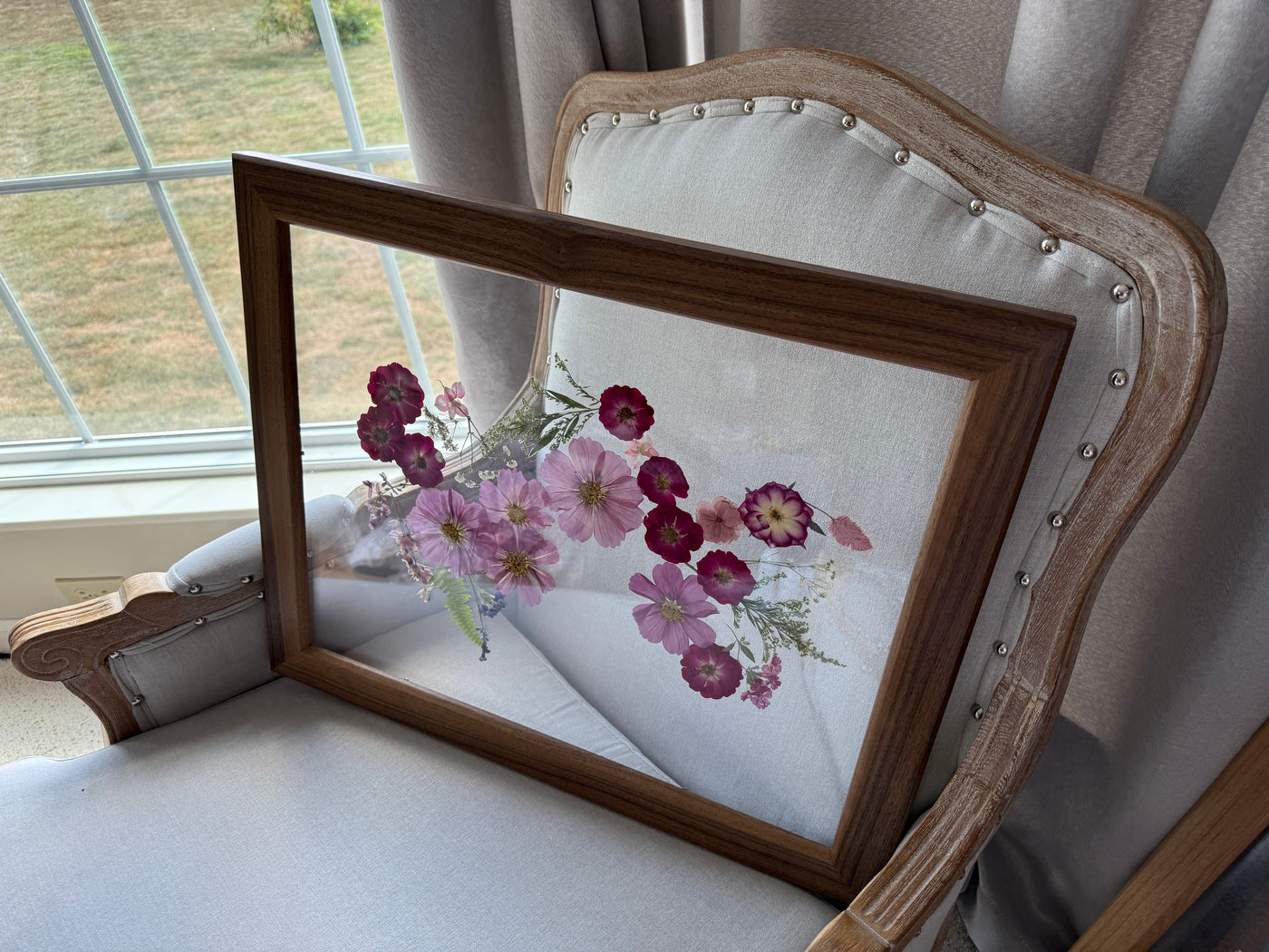 16" x 20" Floating Florals in  Custom Made Walnut Frame