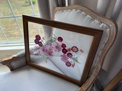 16" x 20" Floating Florals in  Custom Made Walnut Frame
