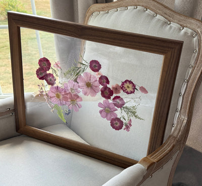 16" x 20" Floating Florals in  Custom Made Walnut Frame