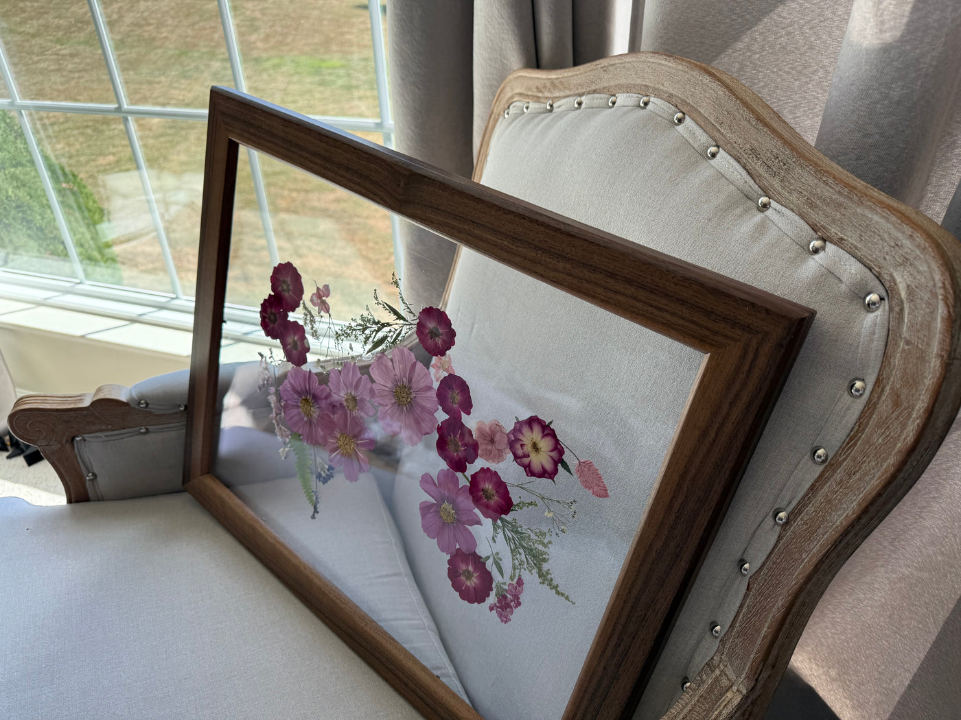 16" x 20" Floating Florals in  Custom Made Walnut Frame