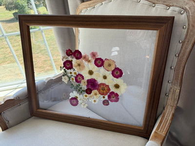 16" x 20" Floating Florals in  Custom Made Walnut Frame