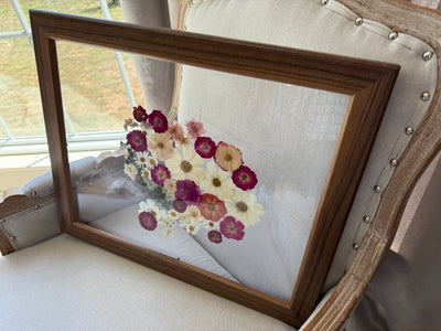 16" x 20" Floating Florals in  Custom Made Walnut Frame