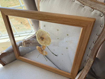 16" x 20" Floating Florals in Custom Made Hickory Frame