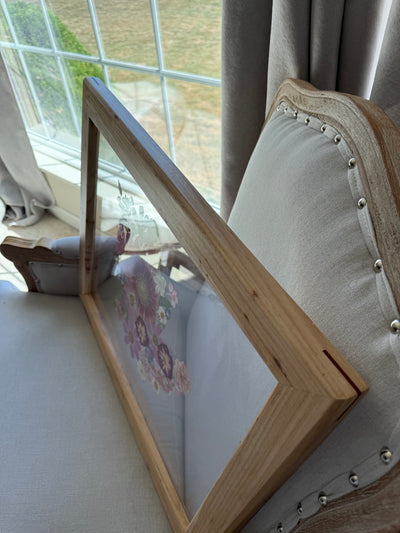 16"x 20" Floating Florals in Custom Made Hickory Frame