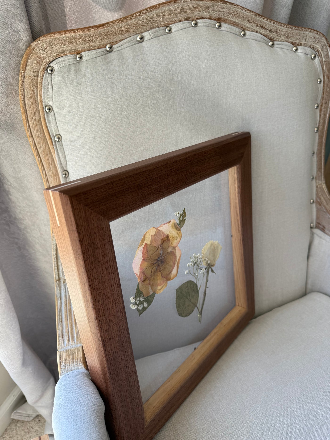 12"x 12" Floating Florals in Custom Made Walnut Frame