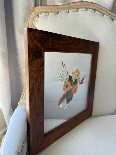 12"x 12" Floating Florals in Pine Frame - Stained Finish w/ Annie Sloan Wax