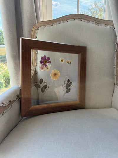 12"x 12" Floating Florals in Custom Made Walnut Frame