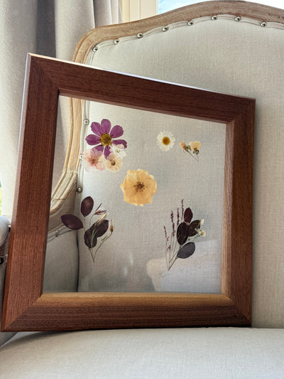 12"x 12" Floating Florals in Custom Made Walnut Frame