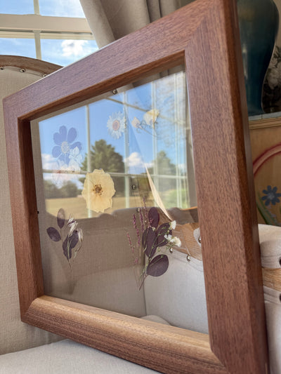 12"x 12" Floating Florals in Custom Made Walnut Frame