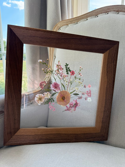 12"x 12" Floating Florals in Custom Made Walnut Frame