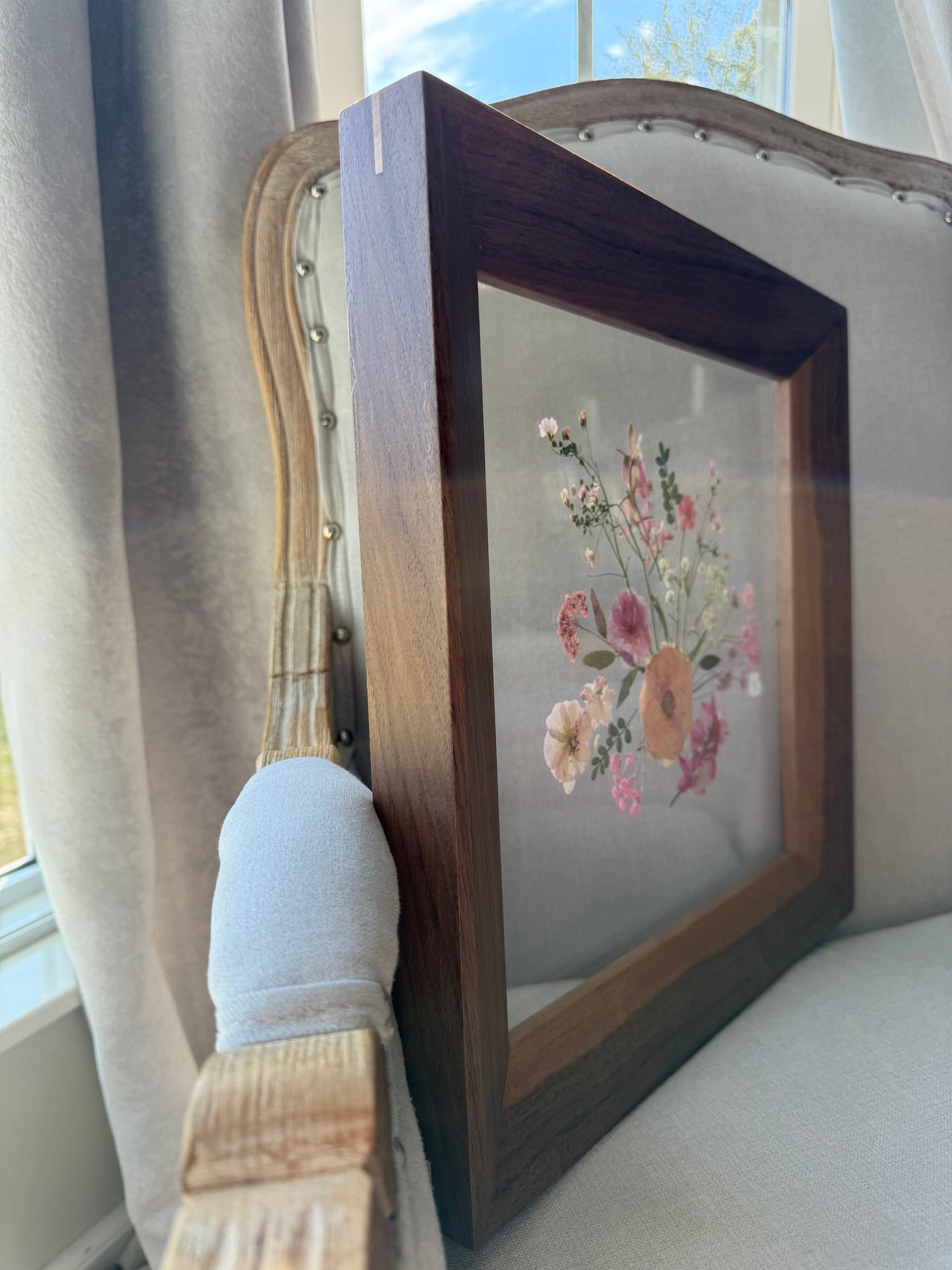 12"x 12" Floating Florals in Custom Made Walnut Frame