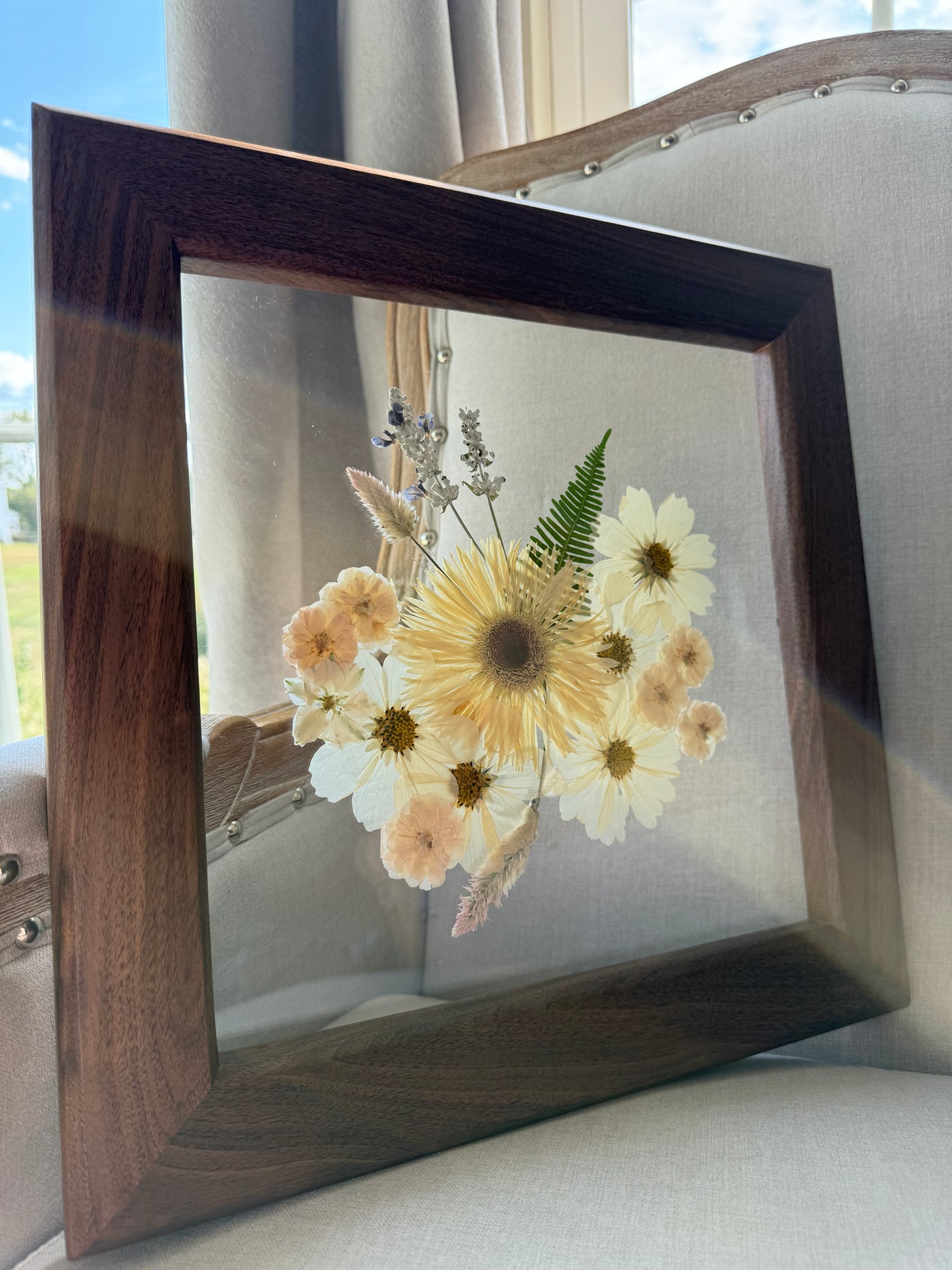 12"x 12" Floating Florals in Custom Made Walnut Frame