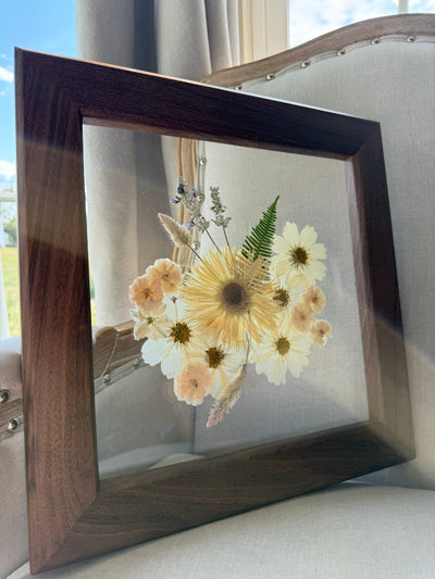 12"x 12" Floating Florals in Custom Made Walnut Frame