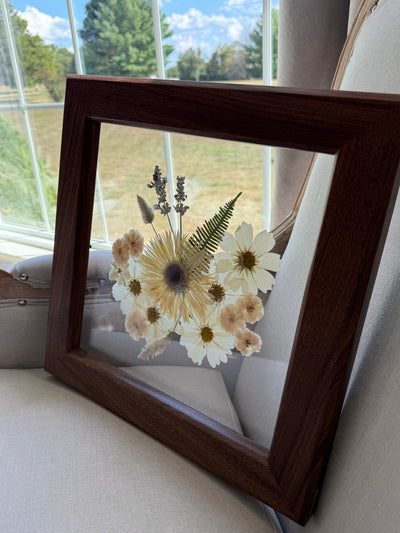 12"x 12" Floating Florals in Custom Made Walnut Frame