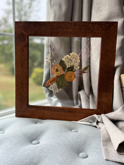 12"x 12" Floating Florals in Pine Frame - Stained Finish w/ Annie Sloan Wax