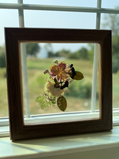 12"x 12" Floating Florals in Custom Made Walnut Frame