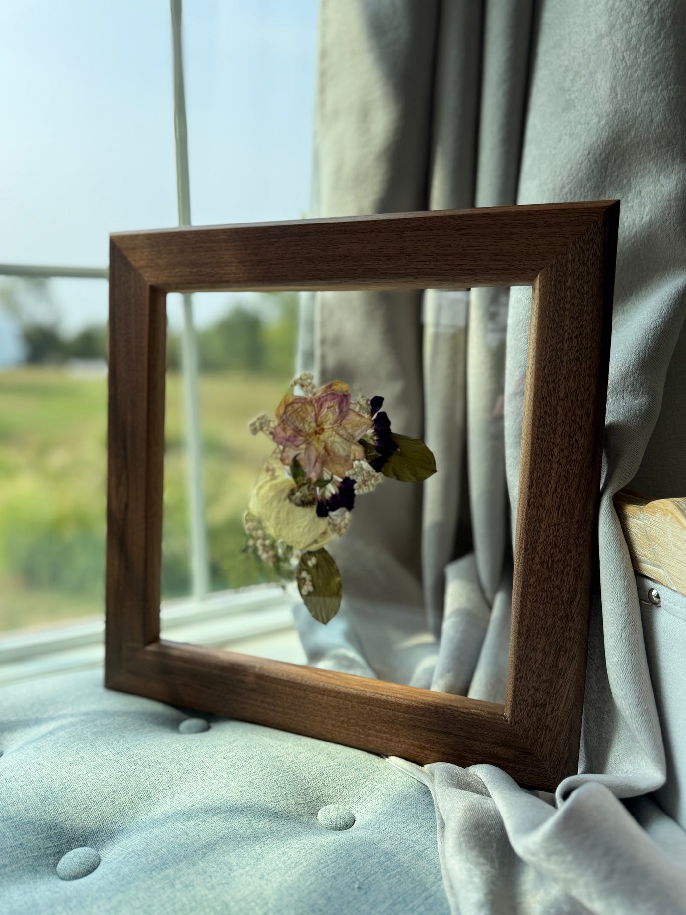 12"x 12" Floating Florals in Custom Made Walnut Frame