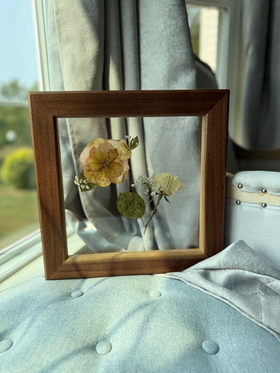 12"x 12" Floating Florals in Custom Made Walnut Frame