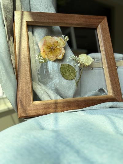 12"x 12" Floating Florals in Custom Made Walnut Frame