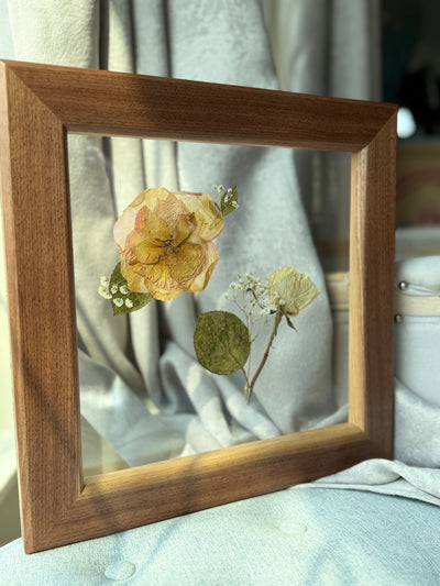 12"x 12" Floating Florals in Custom Made Walnut Frame