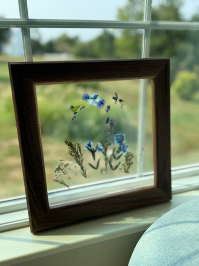 12"x 12" Floating Florals in Custom Made Walnut Frame
