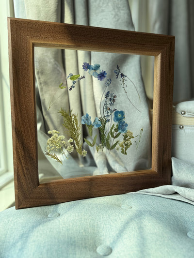 12"x 12" Floating Florals in Custom Made Walnut Frame