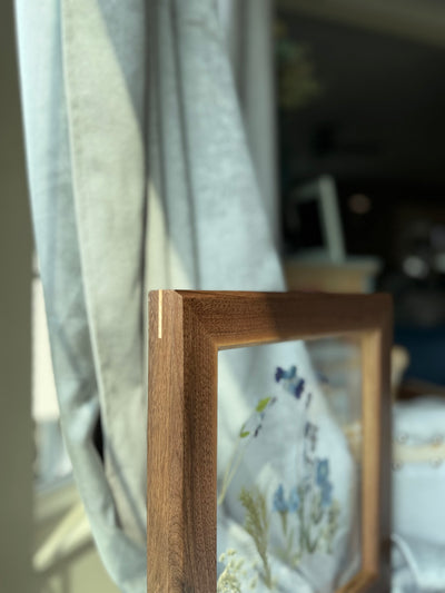 12"x 12" Floating Florals in Custom Made Walnut Frame