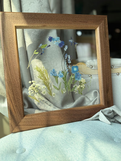 12"x 12" Floating Florals in Custom Made Walnut Frame