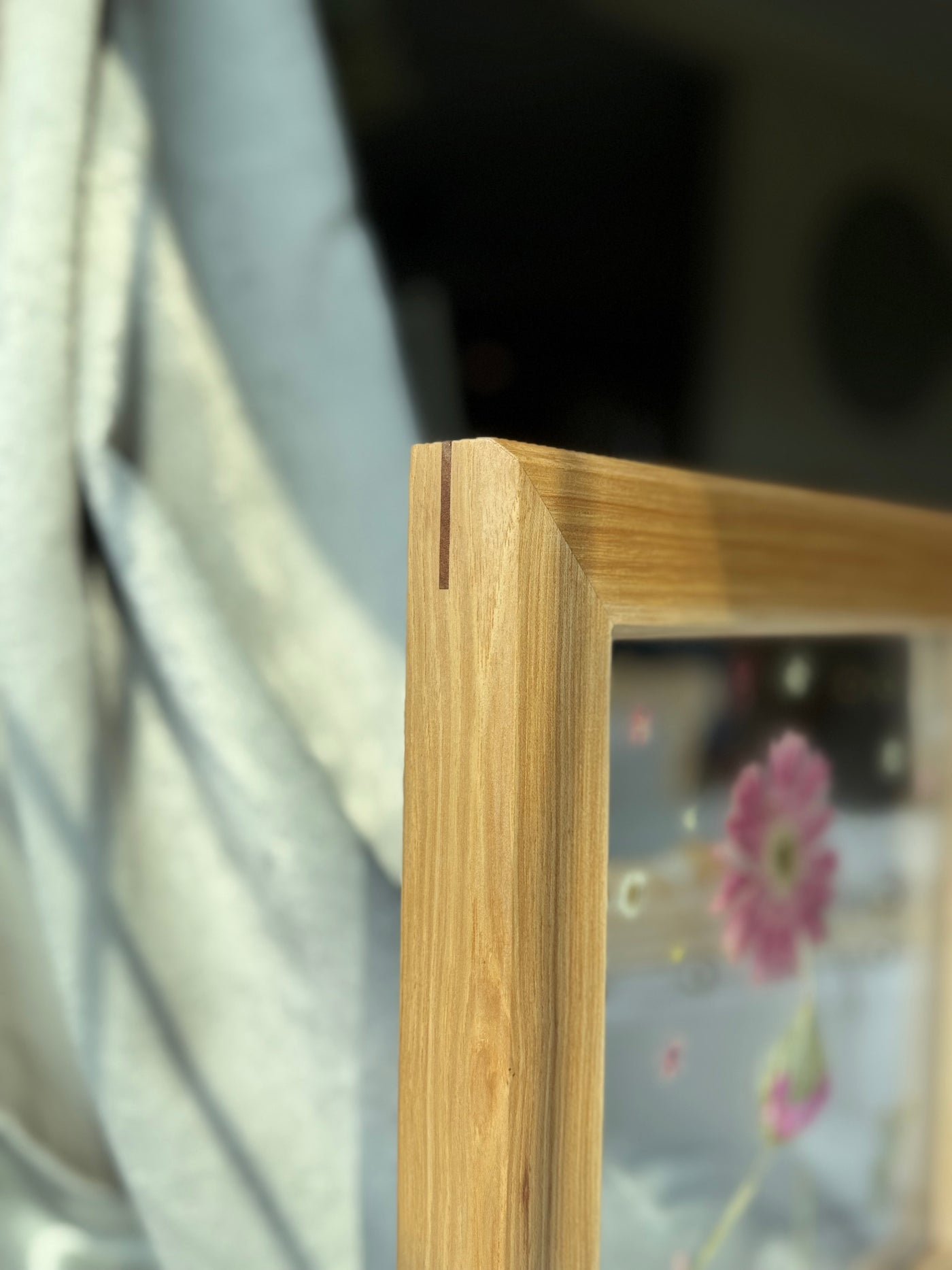 12" x 12" Floating Florals in Custom Made Hickory Frame