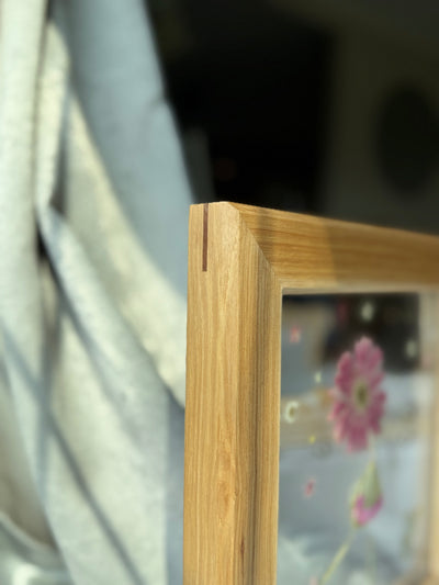 12" x 12" Floating Florals in Custom Made Hickory Frame