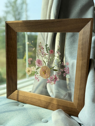 12"x 12" Floating Florals in Custom Made Walnut Frame