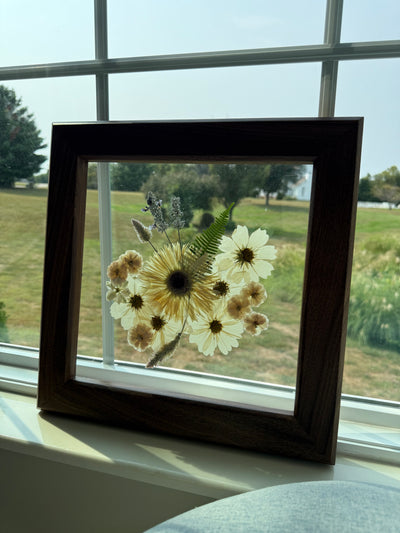 12"x 12" Floating Florals in Custom Made Walnut Frame