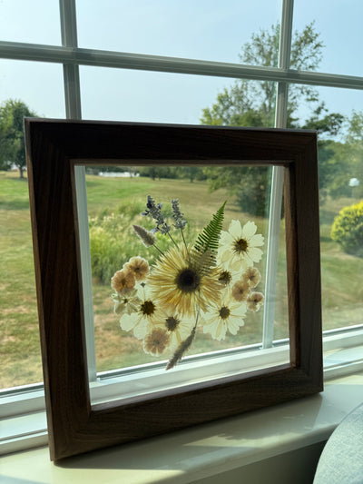 12"x 12" Floating Florals in Custom Made Walnut Frame