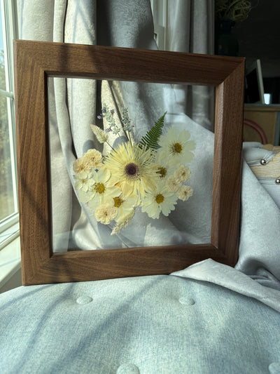 12"x 12" Floating Florals in Custom Made Walnut Frame
