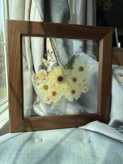 12"x 12" Floating Florals in Custom Made Walnut Frame
