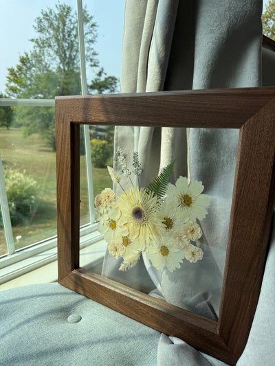 12"x 12" Floating Florals in Custom Made Walnut Frame