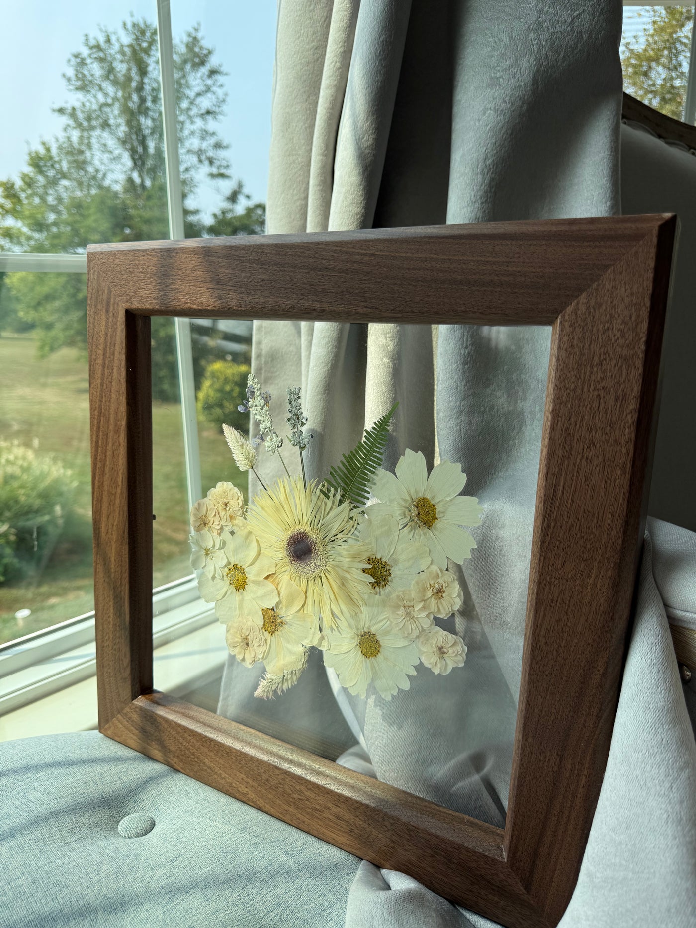 12"x 12" Floating Florals in Custom Made Walnut Frame