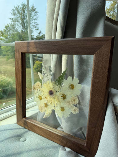 12"x 12" Floating Florals in Custom Made Walnut Frame