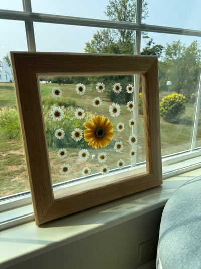 12" x 12" Floating Florals in Custom Made Hickory Frame